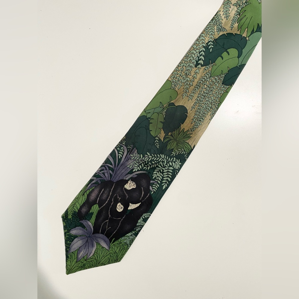 World Wildlife Fund Men’s Zoo Zoological Zoo Keeper Gorilla Monkey Mountain Tie - Picture 2 of 5